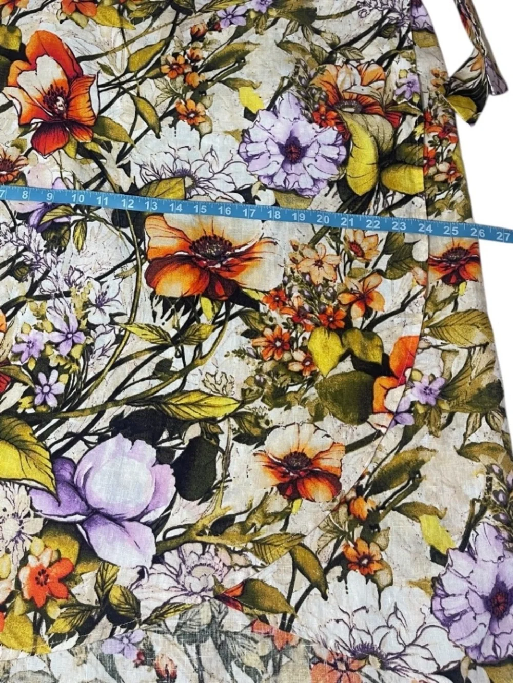 Chico's Linen Floral Wrap Skirt Size 4 (US 20/22) Botanical Print Summer Resort - Picture 6 of 16